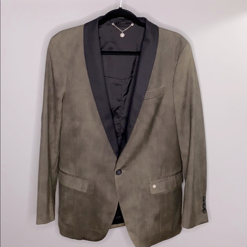 Diesel Herringbone Shawl Collar Tuxedo Jacket